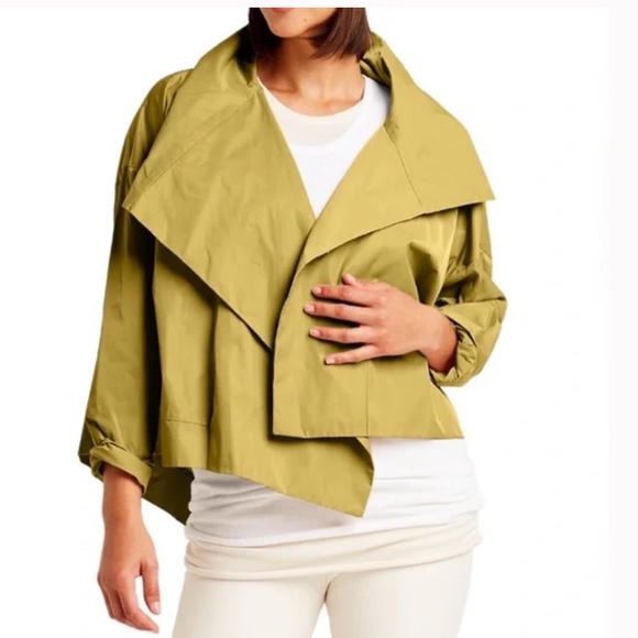 PLANET by Lauren G. Nylon Cropped Asymmetrical Brown Jacket - Picture 2 of 16